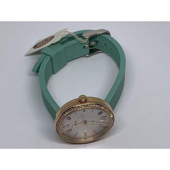 Fossil ES4403 Women's Green Silicone Analog Silver Dial Quartz Wrist Watch LW14 - Picture 7 of 11